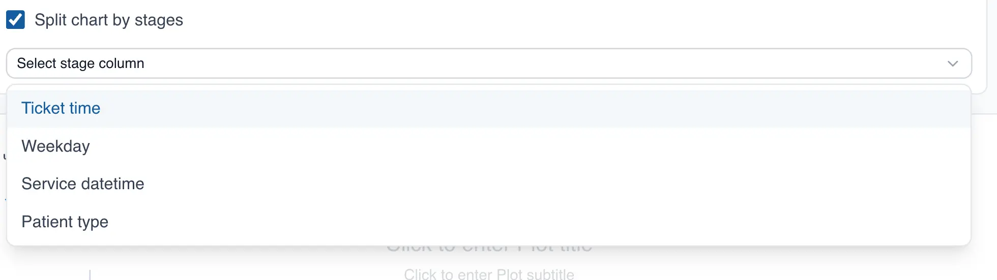 Dropdown to split by stages