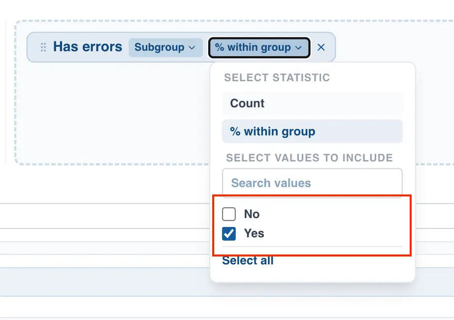 Select values