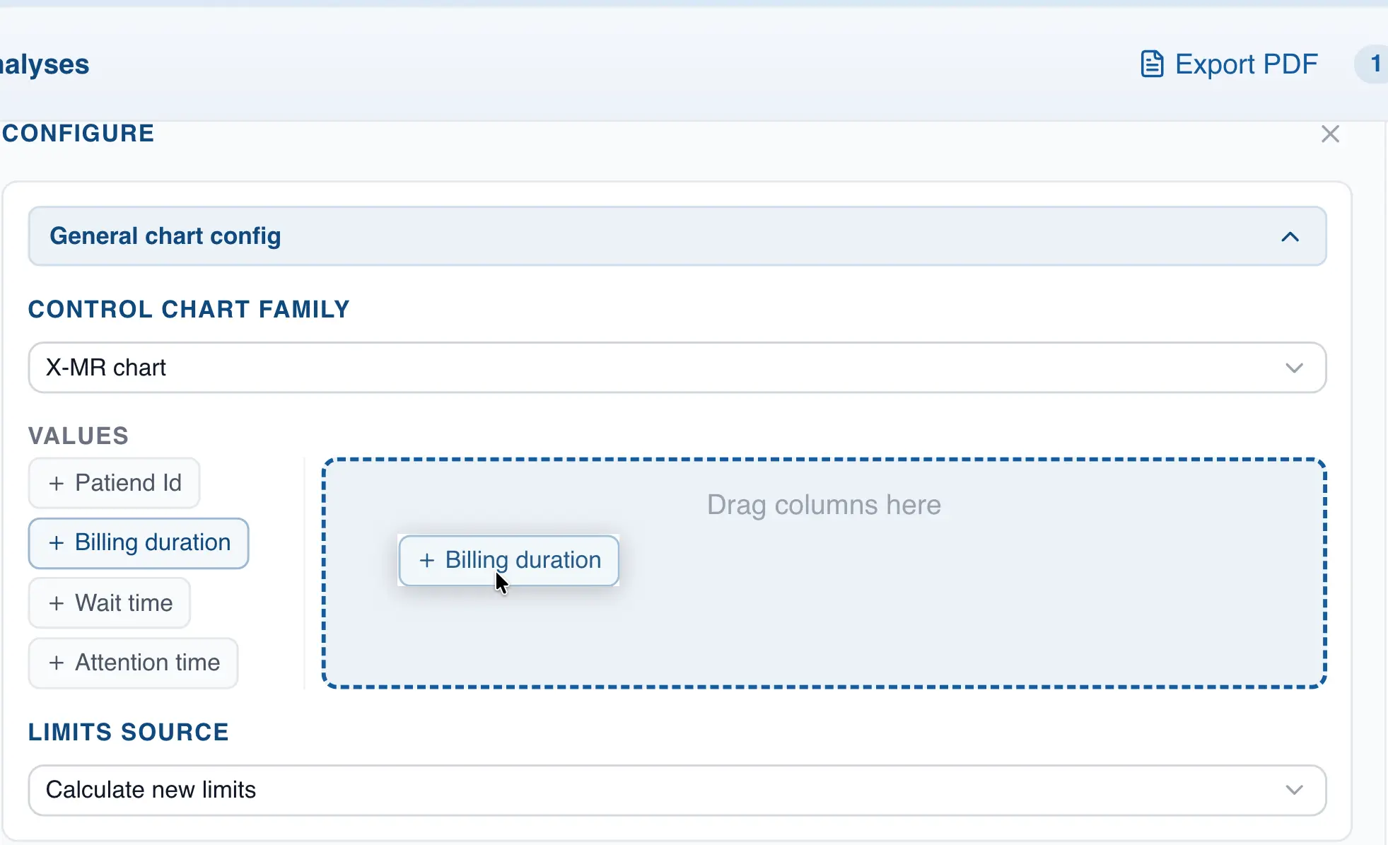 Selecting the column to analyze