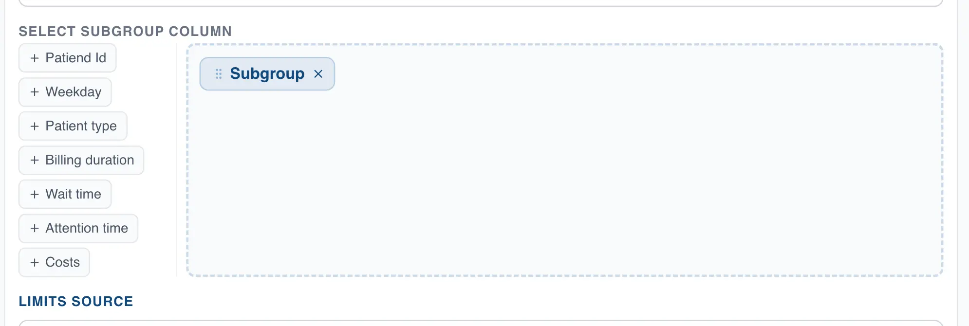 Drag subgroup column