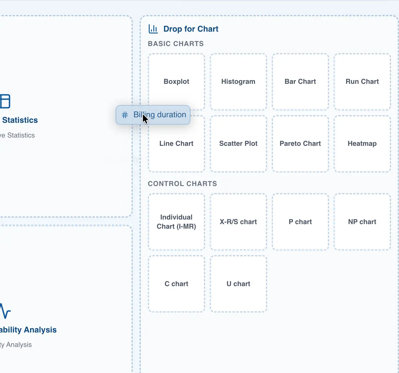 Create chart from drag and drop